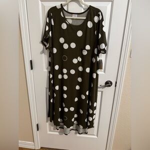 LuLaRoe New Carly Maxi Dress Stretch Green Polka Dot Dress Plus Size 3XL